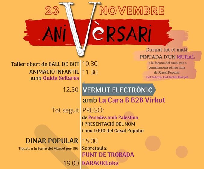 Cartell actes 5è aniversari Casal Popular Vilafranca