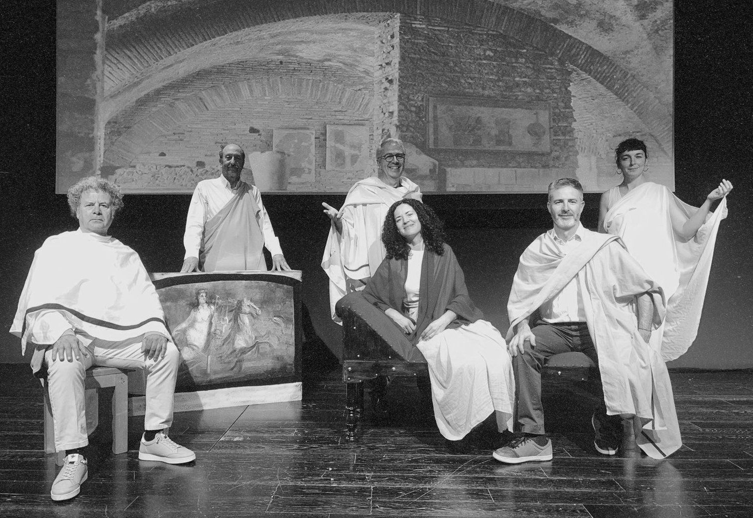 Col·lectiu El Visitant. D’esquerra a dreta Manel Güell, Lluís Laguna, Josep M. Pujol Fina Ferré, Joan Marc Galimany i Clara Cols